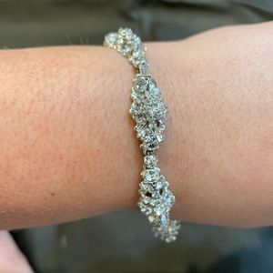 Erica Koesler Handcast Rhinestone and Silver Bracelet 6”